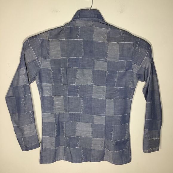 Hands Off Mens Vintage Sears Long Sleeve Pearl Snap Shirt Blue Size Medium - Picture 3 of 6